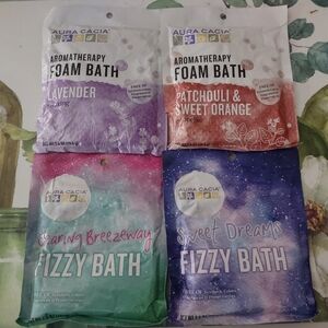 Four Aura Cacia Foam Fizzy Bath Packets
